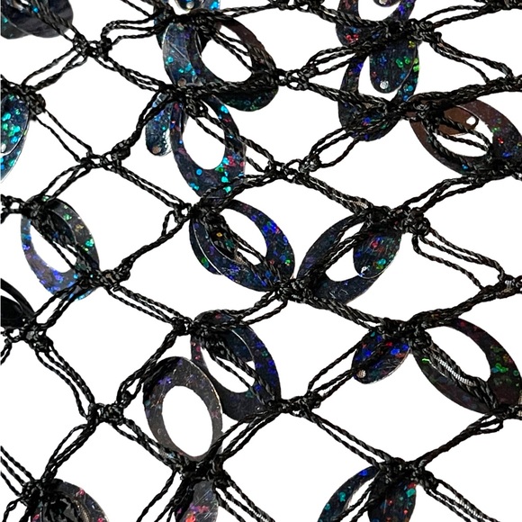 Black & Gold Full Sequin Evening Shawl Scarf - Picture 10 of 14